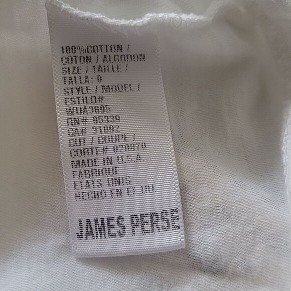 NWT James Perse 0 XS Sheer Slub Casual V Neck Tee Shirt Top White Short Sleeve - Picture 8 of 12